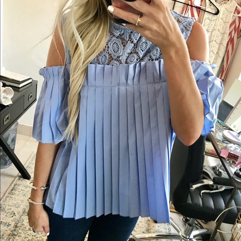 Blue embroidered blouse